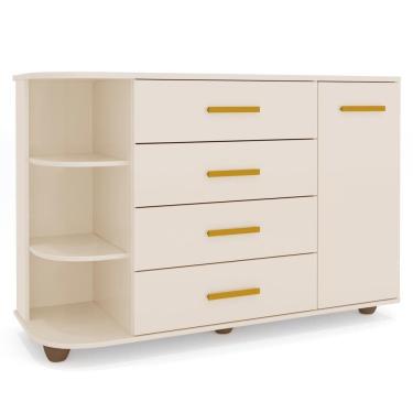 Imagem de Cômoda Infantil Com Cantoneira E 4 Gavetas 100% Mdf New Lorena Off White - Phoenix