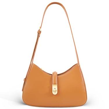 Imagem de cotika Bolsa de ombro pequena para mulheres, bolsas de couro vegano para mulheres, bolsas Hobo, bolsa crescente com alça ajustável, Marrom