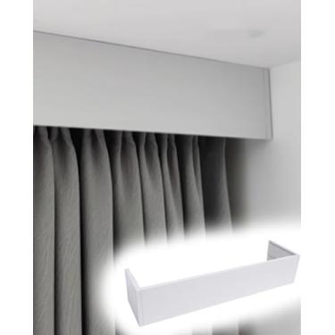 Imagem de Cortina de trilho de teto para montagem em caixa de cortina sem trilha, blackout quarto sala de estar cortinas cassete placas de cassete, decoração de cobertura de cortina branca (1,4 m (4,6 pés))