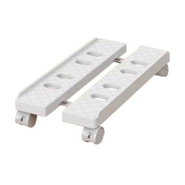 Imagem de VHDY85KA Suporte de chão de torre de PC de escritório sob a mesa, suporte de CPU móvel com rodízio bloqueado, largura ajustável, acessórios para carrinho de PC (branco)