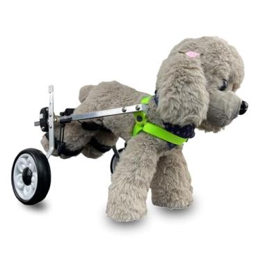 Imagem de Cadeira de rodas ajustável para cães com 2 rodas para cães deficientes ou feridos, pneus todo-o-terreno, leve e durável, preta, perfeita para suporte de perna traseira