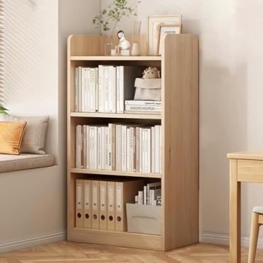 Imagem de Estante de madeira, armário de armazenamento independente, estante de livros, pequena estante de canto estreito, estante moderna, prateleiras de livros abertas independentes, para sala de estar