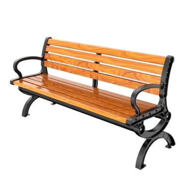 Imagem de Bancos de jardim, banco de parque com encosto, banco externo de metal, bancos para exterior, banco de metal ao ar livre, com apoio de braço, marrom, para 2-4 pessoas, para lojas, parques, shopping