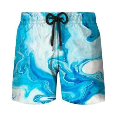 Imagem de Bermuda Masculina Y2K Com Estampa Abstrata De Grafite Havaiano, Calção