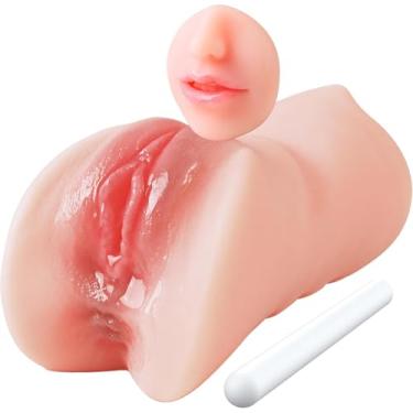 Imagem de Bonecas sexuais masturbadoras masculinas de buceta de bolso 3 em 1, bonecas sexuais de brinquedo de Stroker de bolso masculinas, boca texturizada realista, vagina e ânus apertado, garganta profunda, brinquedos sexuais adultos orais para homens, masturbação (Pele clara)