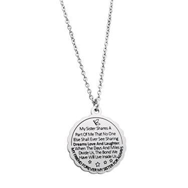 Imagem de JINGMARUO Colar Sister Gift from Sister My Friend Forever My Sister for Always Friendship Gift Sister Citação de irmã Jewerly BFF Bestie Gift, Aço inoxidável, n