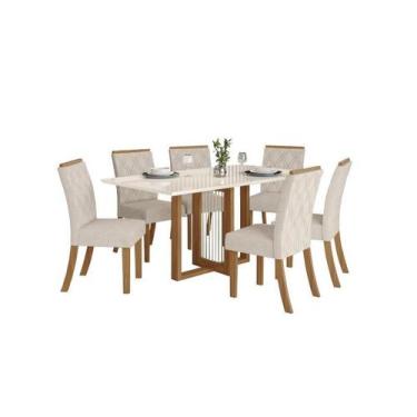 Imagem de Mesa Jantar Natali 160 6 Cadeiras Vita Linho - Henn