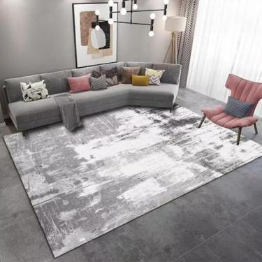 Imagem de Tapete estilo lavagem a tinta para decoração de sala de estar, mesas de centro para casa, sofá, tapetes duráveis e laváveis para quarto (200x200 cm/sem fiapos - 4)