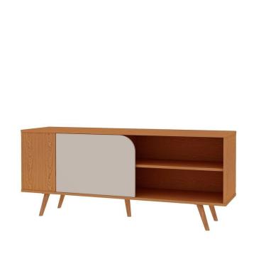 Imagem de Rack Para Tv Até 55 Polegadas 1 Porta De Correr Com Detalhe Orgânico Cinamomo-off White