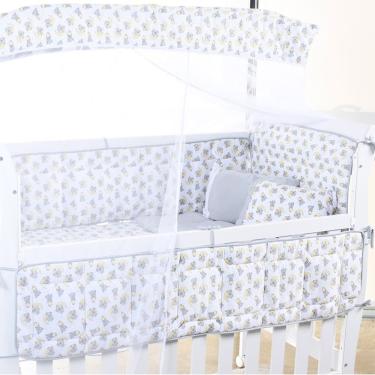 Imagem de Kit Berço Baby 8 Peças Malha 100% Algodão Antialérgico Soninho Cinza