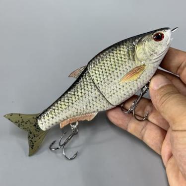 Imagem de Proaovao Isca de pesca isca deslizante isca de natação articulada isca de pesca artificial com ganchos para robalo truta lúcio Walleye (AH251D-6,3'' 51 g)