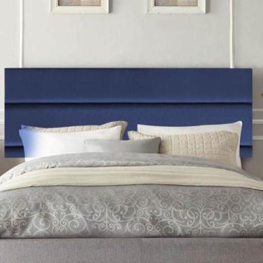 Imagem de Painel Estofado Luxo Argentina 140cm Casal Para Cama Box Suede Azul Ma
