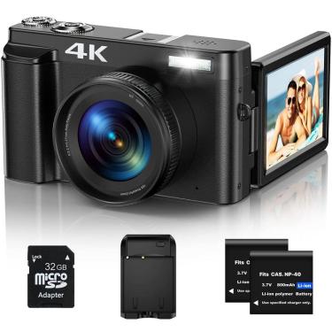 Imagem de Câmera digital zheozeig 4K 48MP com tela flip de 3”, zoom 16X