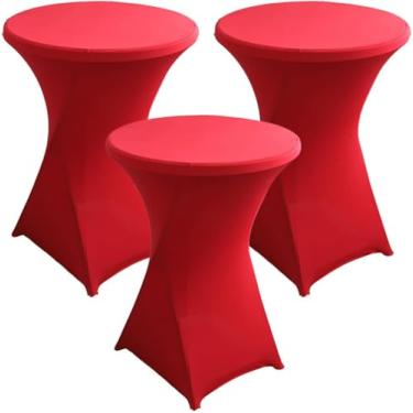 Imagem de 3 Pack Capa De Mesa De Coquetel Stretch Ø 60/80 Cm Toalha De Mesa Redonda Sdex Ajustada Para Casamento Banquete Festa Aniversário Bar Fornecedor Decoração De Evento, Light Green 2, 60cm/24inch