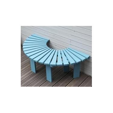 Imagem de Banco De Árvore De Jardim Ao Ar Livre De Madeira Maciça, Banco De Parque Redondo Em Forma De Leque Curvo Com Assento De Ripas, Banco De Árvore Meio Redondo Para Pátio Ao Ar Livre, Light Blue