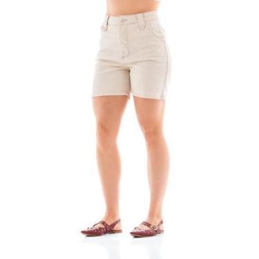 Imagem de Meia Coxa Linho Feminino Arauto Mom - Arauto Jeans, Bege, 38
