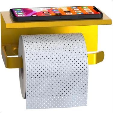 Imagem de Suporte Porta Papel Higiênico De Parede Dourado Max - Cromoshop Home A