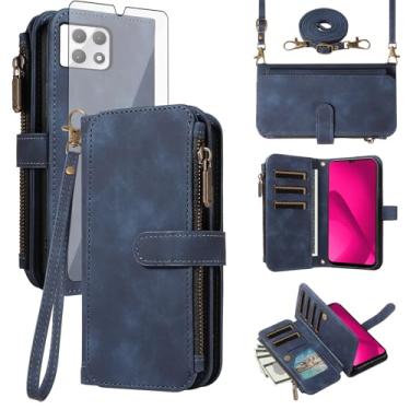 Imagem de Asuwish Capa para celular T-Mobile Revvl 7 5G com zíper carteira celular com protetor de tela de vidro temperado alça transversal flip suporte para cartão de crédito Tmobile Revvl7 T Mobile Revel Tmo