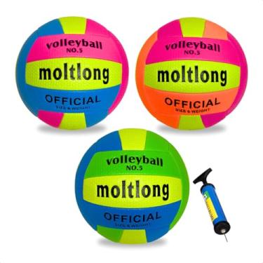 Imagem de Bola De Vôlei Voleibol Soft Touch Muito Macia Quadra Praia Tamanho Padrão Treino Neon (BOLA + BOMBA)