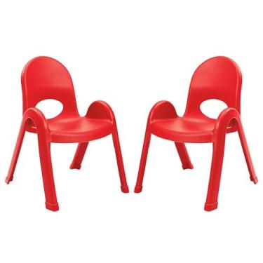Imagem de Cadeira infantil infantil de 28 cm, 2 vermelhas, pacote com 2, solução de assento ergonômica empilhável para salas de aula e escolas domésticas