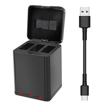 Imagem de Hanatora Carregador Rápido De Bateria Com Cabo Usb Tipo C Para Minidrone Dji Ryze Tello/Tello Edu, Hub Múltiplo 3 Em 1, Estojo Armazenamento Portátil