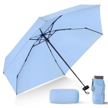 Imagem de Guarda-chuva de viagem LEAGERA Compact com estojo leve azul claro
