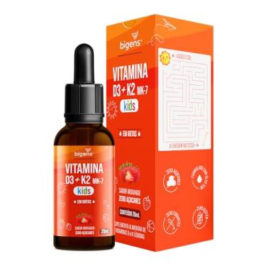 Imagem de Vitamina D3 + K2 MK-7 Kids, em Gotas, D3 2000UI | K2 100mcg, sabor morango, 20ml, Biogens