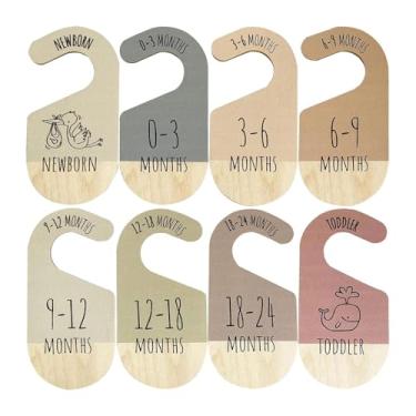 Imagem de JunZheHub 8x Divisores de Armário Organizador de Armário Adorável Organizador de Cabides de Guarda-roupa de Madeira Organização de Berçário de Bebê a Criança Pe