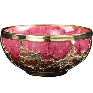 Imagem de Xícara de chá tigela de chá japonesa troca de forno incrustado ouro Jianzhan xícara de chá, cerâmica artesanal 59,5 g Master Cup, utensílios domésticos Tenmoku esmaltado, 2 estilos (cor: rosa, tamanho