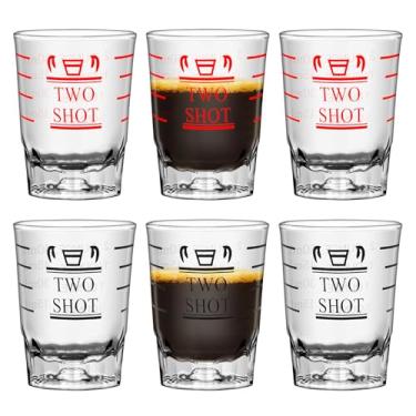Imagem de 6 peças, 59 ml, 2 recursos, copos de dosagem, copo medidor, líquido pesado, copo de vinho, café expresso, vidro, medida incremental, pesada 60 ml (6, vermelho e preto)