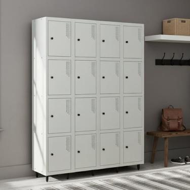 Imagem de Armário Roupeiro Locker Guarda-volume de Aço 16 Portas Pequenas com Fe