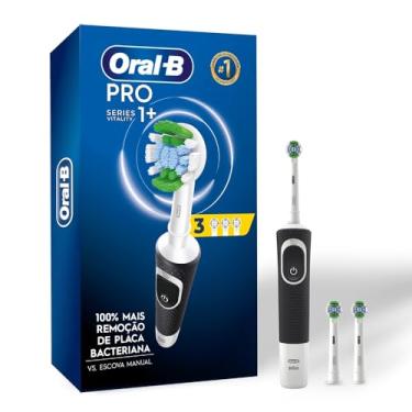 Imagem de Oral-B PRO Series 1+, Escova de Dentes Elétrica, Cabeça Redonda, Cabo Ergonômico, 3 refis Precision Clean, Preta
