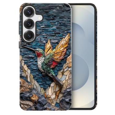 Imagem de heindiy Compatível com Samsung Galaxy S25 Plus, capa brilhante, proteção total, à prova de choque, anti-arranhões, capa de TPU, capas para homem mulher - beija-flor vitral