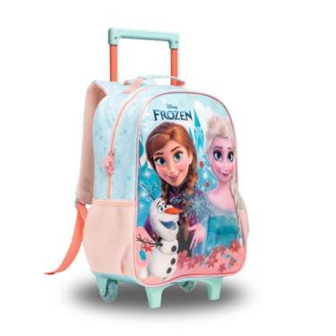 Imagem de Mochila Escolar de Rodas Frozen Disney Infantil Meninas - Xeryus, Azul