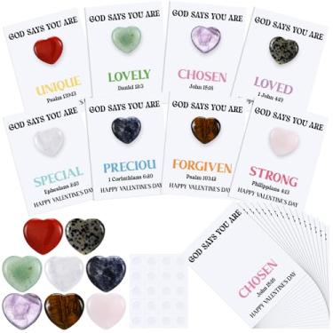 Imagem de Humyoun Conjunto de 40 cartões cristãos de dia dos namorados, presentes para crianças, cartões positivos com pedras de coração, presentes de troca de namorados para meninos e meninas, sala de aula