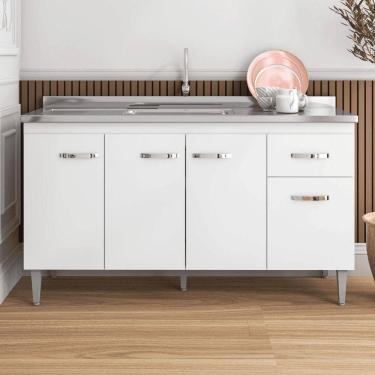 Imagem de Balcão Gabinete De Pia Cozinha Multiuso 150cm Sem Tampo Gabriela Branco- Mabe Magazine