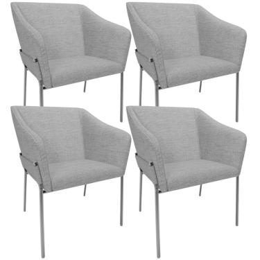 Imagem de Kit 4 Cadeiras Para Sala De Jantar Estar Living Olívia L02 Linho Cinza Escuro - Lyam Decor