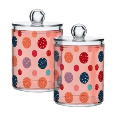 Imagem de Qilmy Qtip Suporte de 400 ml, Pote de armazenamento de boticário de plástico transparente colorido com tampa, dispensador de recipiente de banheiro para bola de algodão, cotonete, fio dental, pacote