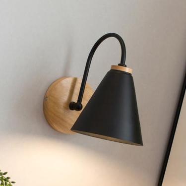 Imagem de Mingzhe Lâmpada de Parede Curvada Decorativa Antiferrugem Ferro Madeira Luz para Sala de Estar Corredor Estudo Quarto (Sem lâmpada LED)