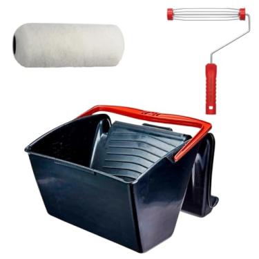 Imagem de Rolo de Pele de Carneiro 23cm + Suporte Garfo Gaiola 23cm +Caçamba Para Pintura Profimax 12L