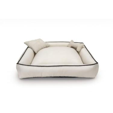 Imagem de Cama para Pets 80x80 com Zíper Removível | Tecido Suave e Enchimento Confortável para Cães e Gatos (80 Aconchego Creme)
