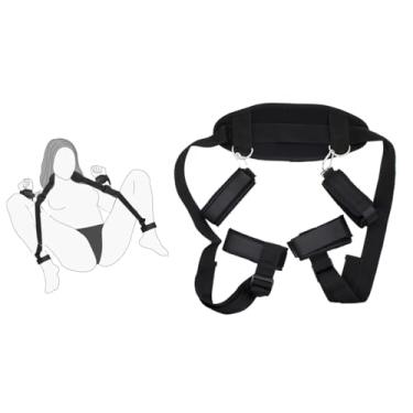 Imagem de Kit BDSM Sex Bondage, conjunto de restrições de cama com algemas do pescoço à coxa/tornozelo, alças ajustáveis nas pernas e algemas para jogos de casais adultos SM, brinquedo sexual para mulheres