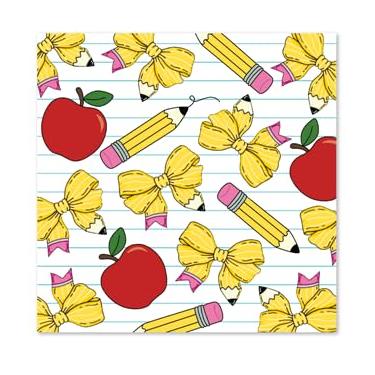 Imagem de AnyDesign Guardanapos de papel de volta às aulas guardanapos de almoço laço lápis maçãs caderno descartável sobremesa jantar toalhas de mão para o primeiro dia de escola suprimentos de festa decoração