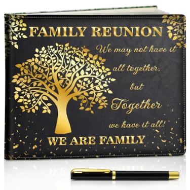 Imagem de Patelai Decorações de lembrancinhas de festa de reunião de família Livro de visitas Sign in Tree Guest Book Decorações de reunião com caneta, 112 páginas (Dignificado)