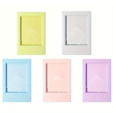 Imagem de Pacote com 5 mini molduras para fotos Fujifilm Instax Mini 12/11/8/7S/25/50/70/90 - Porta-retratos de mesa pequenos para fotos instantâneas, lindos suportes decorativos para exibição de 5 peças [cores