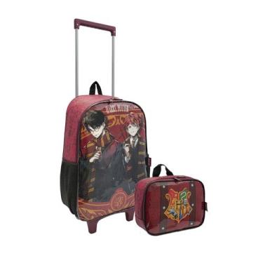 Imagem de Kit Mochila Escolar Infantil Juvenil 2 Rodas com Lancheira Harry Potte