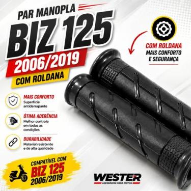 Imagem de Par Manopla Moto Biz 125 2006/2019 Com Roldana - Wester
