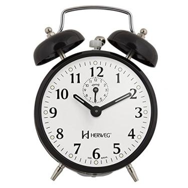 Imagem de RELOGIO DESPERTADOR CLASSICO RETRO VINTAGE PRETO HERWEG