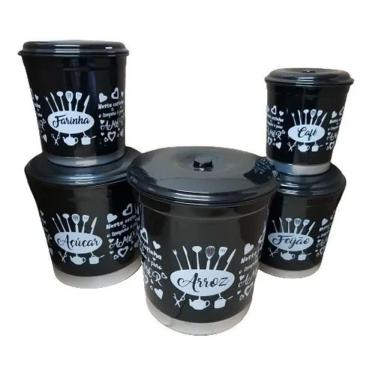 Imagem de Jogo Mantimentos Pote Decorado Alumínio Color 5 Peças