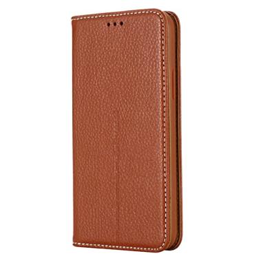 Imagem de GSYH Capa carteira para iPhone 13 Mini/13/13 Pro/13 Pro Max, couro PU com compartimentos para cartão, suporte dobrável magnético à prova de arranhões proteger a capa flip proteção da câmera, marrom, 13pro 15,1 cm